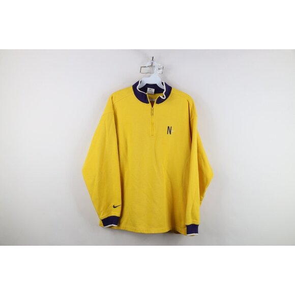 Vtg 90s Nike Womens M Distressed Travis Scott Mini Swoosh Half Zip Sweatshirt - Picture 1 of 16